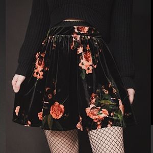 Garage floral velvet skater skirt